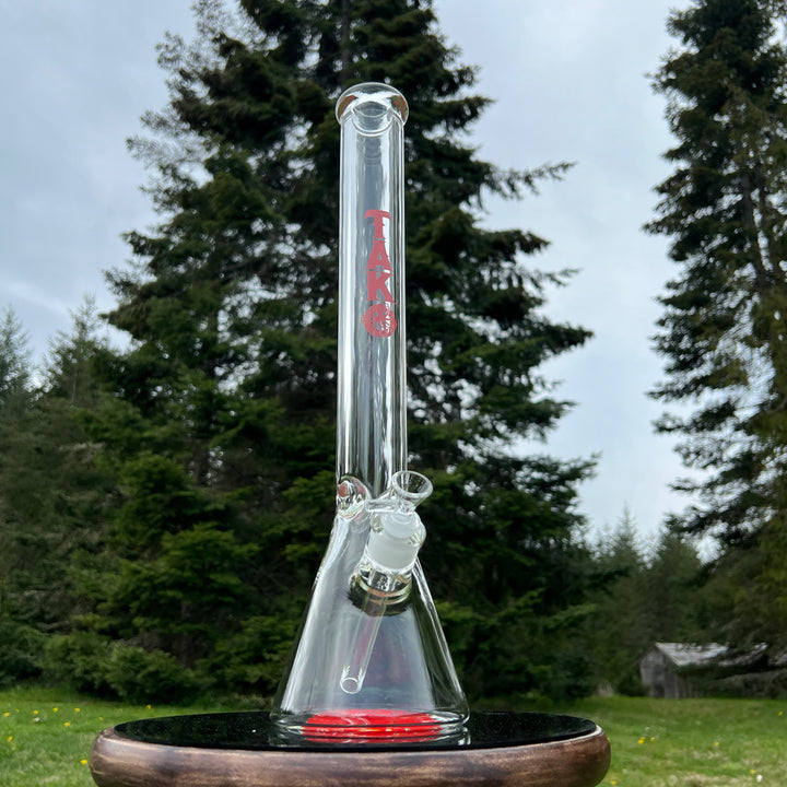 9 mm TAKO Label Beaker Bong Red-18" Glass Pipe TG   