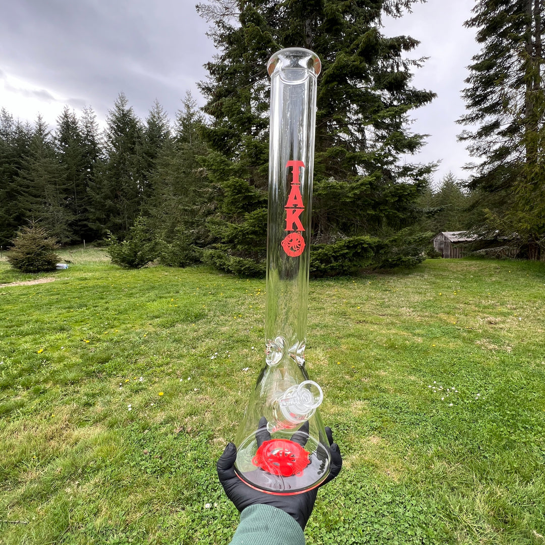 9 mm TAKO Label Beaker Bong Red-18" Glass Pipe TG   