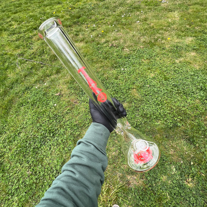 9 mm TAKO Label Beaker Bong Red-18" Glass Pipe TG   