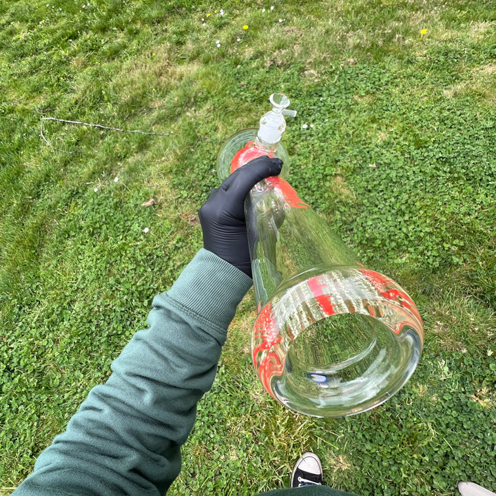 9 mm TAKO Label Beaker Bong Red-18" Glass Pipe TG   