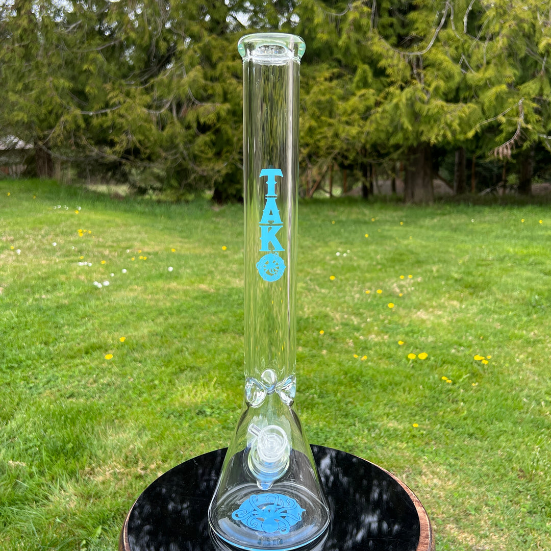 9 mm TAKO Label Beaker Bong Blue-18" Glass Pipe TG   