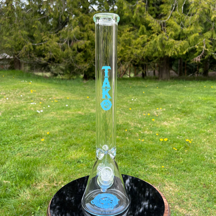 9 mm TAKO Label Beaker Bong Blue-18" Glass Pipe TG   