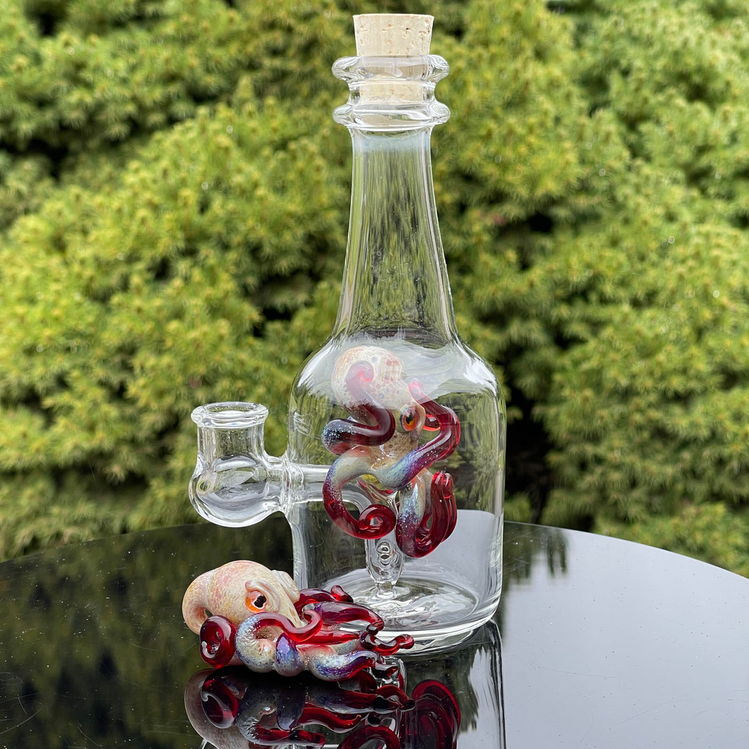 Octopus in a Bottle Combo Glass Pipe Berning Glass   