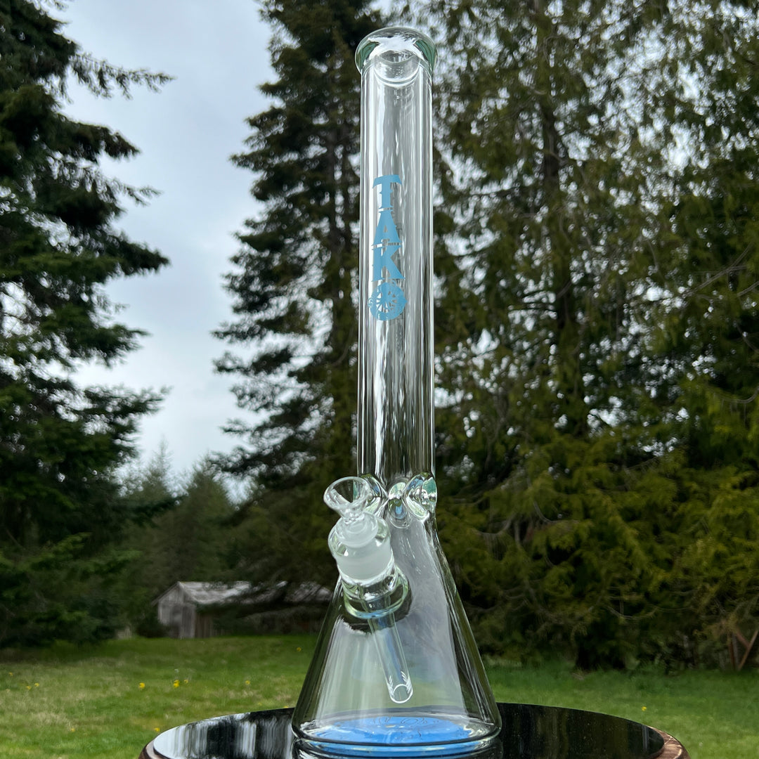 9 mm TAKO Label Beaker Bong Blue-18" Glass Pipe TG   