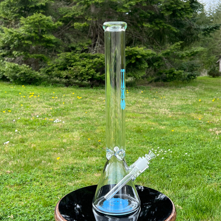 9 mm TAKO Label Beaker Bong Blue-18" Glass Pipe TG   