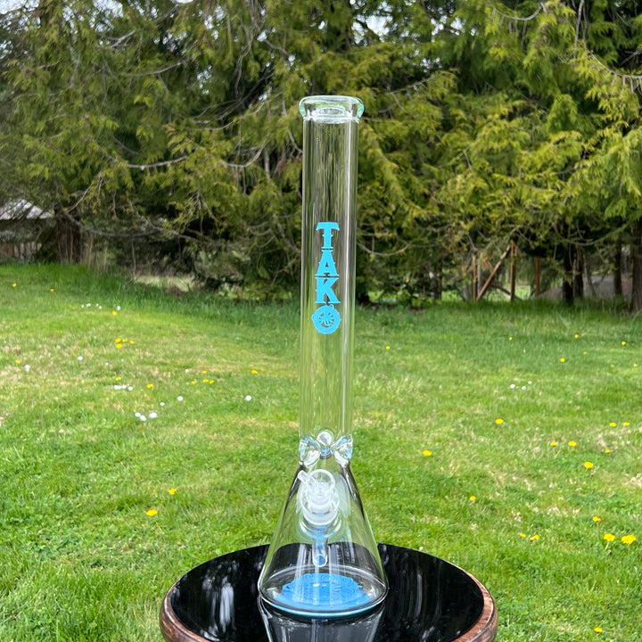 9 mm TAKO Label Beaker Bong Blue-18" Glass Pipe TG   