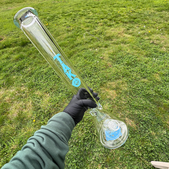 9 mm TAKO Label Beaker Bong Blue-18" Glass Pipe TG   