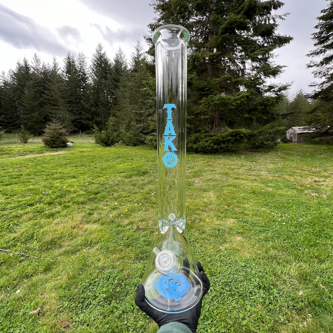 9 mm TAKO Label Beaker Bong Blue-18" Glass Pipe TG   