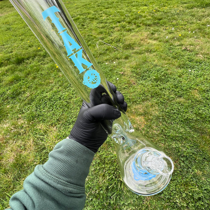 9 mm TAKO Label Beaker Bong Blue-18" Glass Pipe TG   