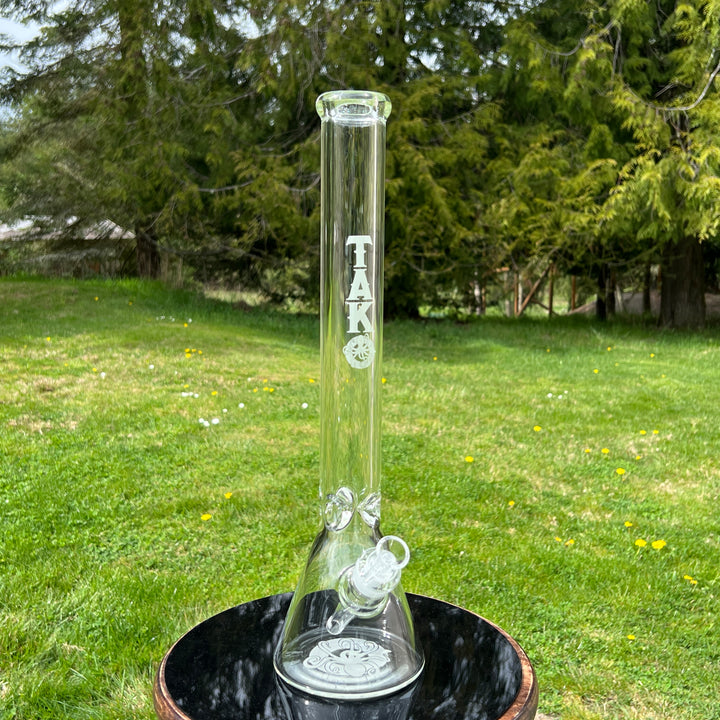 9 mm TAKO Label Beaker Bong Glow in the Dark-18" Glass Pipe TG   