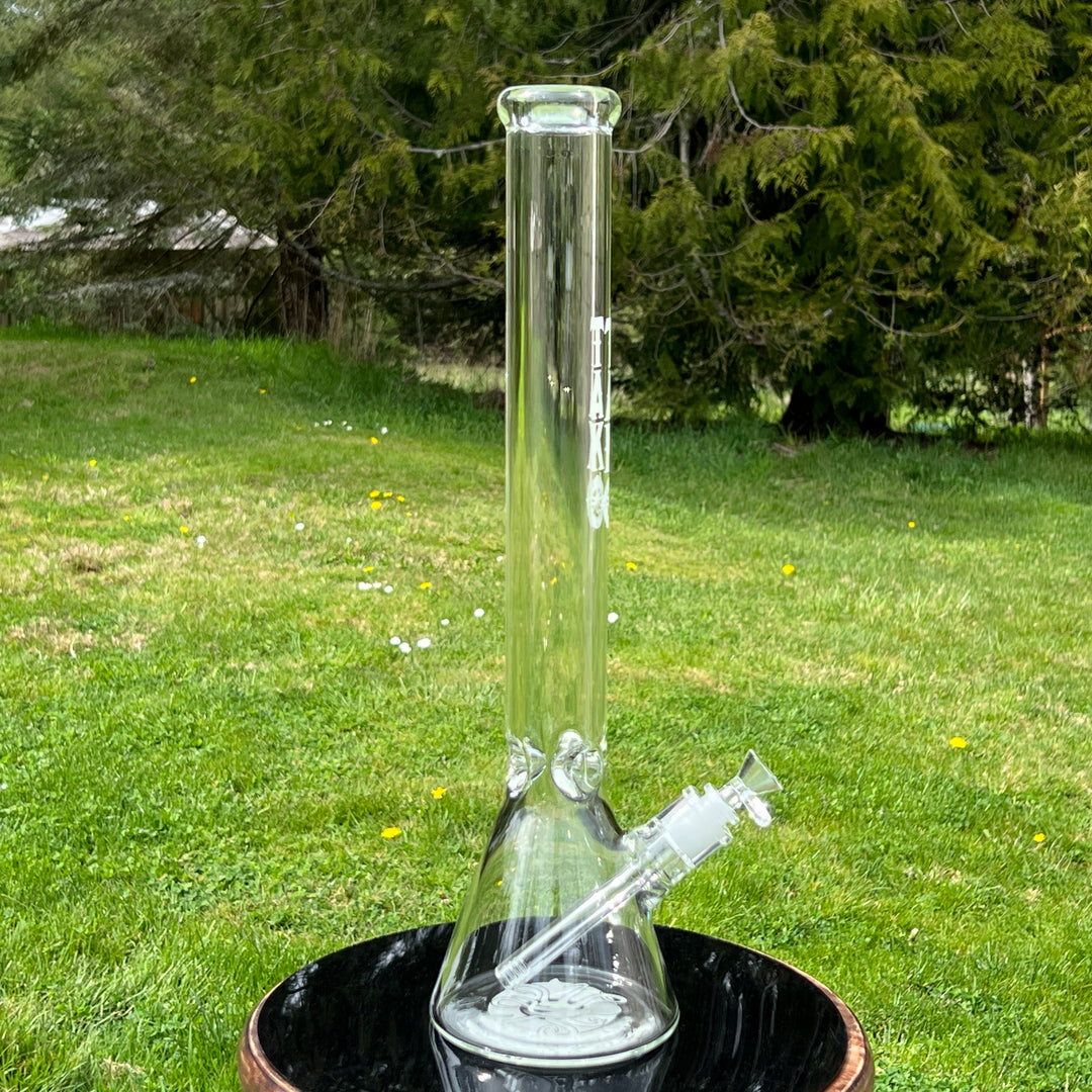 9 mm TAKO Label Beaker Bong Glow in the Dark-18" Glass Pipe TG   