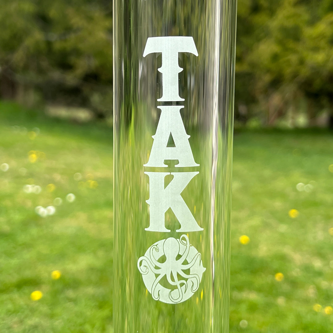 9 mm TAKO Label Beaker Bong Glow in the Dark-18" Glass Pipe TG   