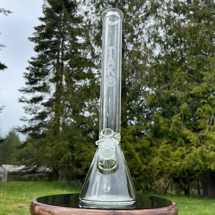 9 mm TAKO Label Beaker Bong Glow in the Dark-18" Glass Pipe TG   