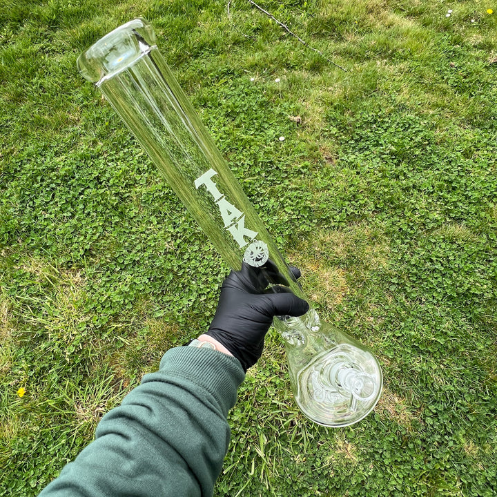 9 mm TAKO Label Beaker Bong Glow in the Dark-18" Glass Pipe TG   