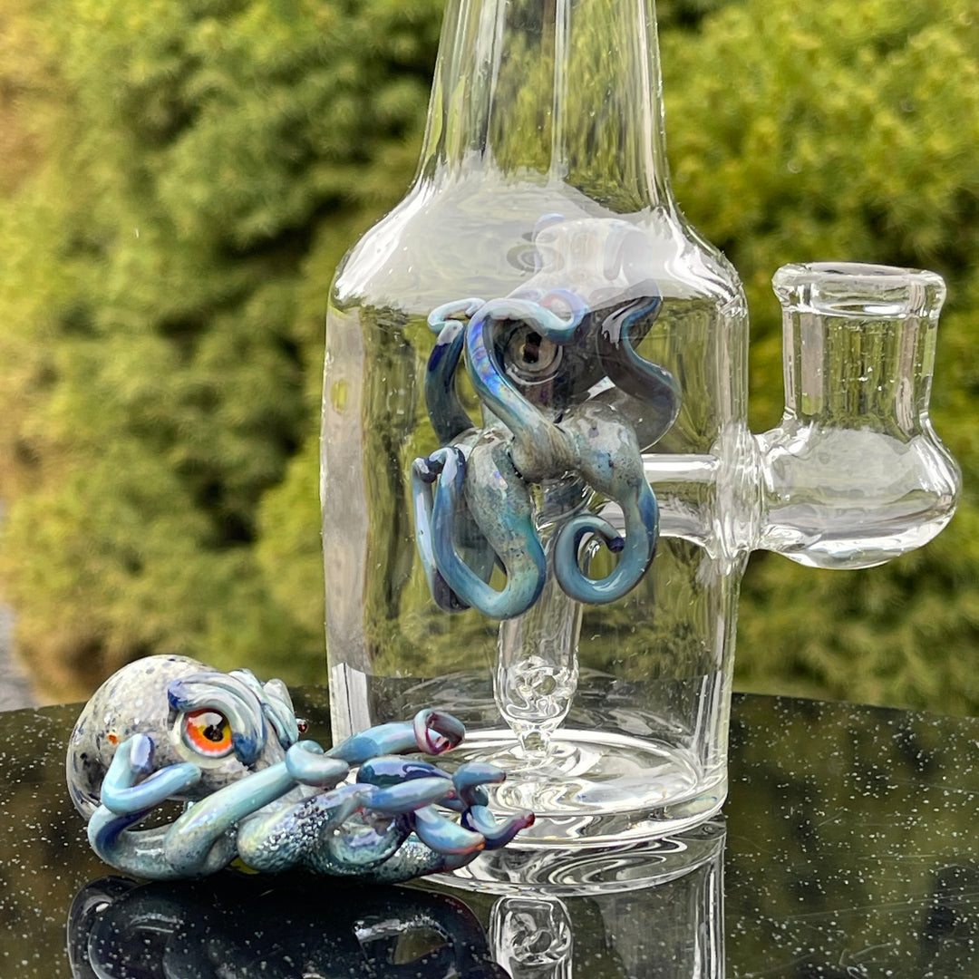 Octopus in a Bottle Combo Glass Pipe Berning Glass   