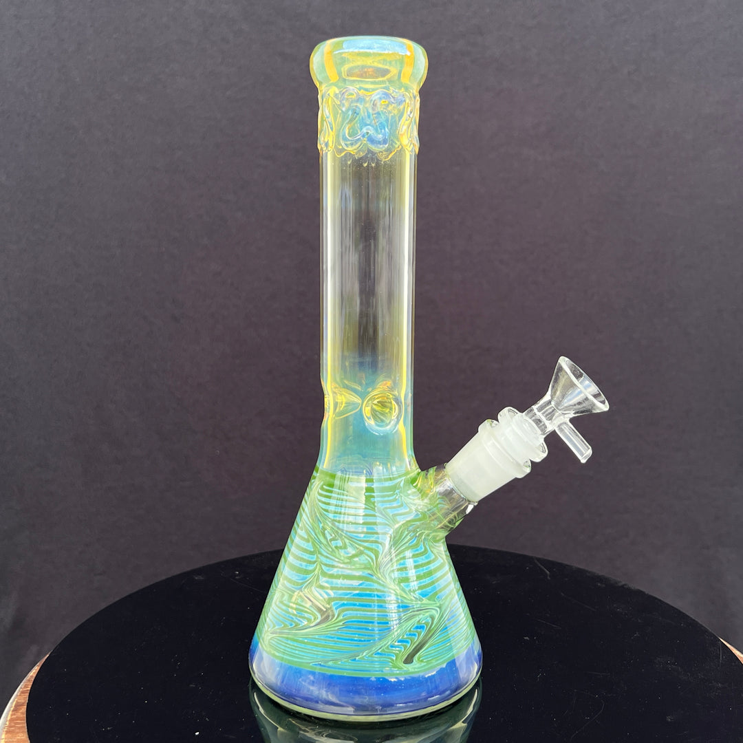 10" Ripple Fume Beaker Bong Glass Pipe TG   