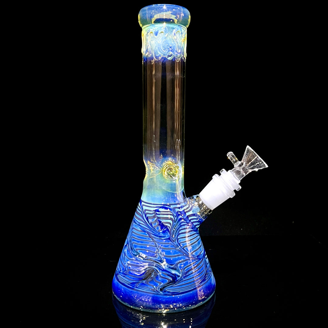 10" Ripple Fume Beaker Bong Glass Pipe TG   