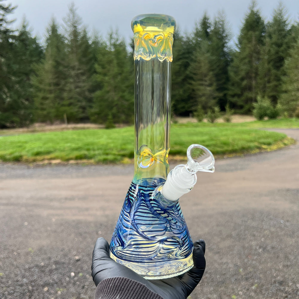 10" Ripple Fume Beaker Bong Glass Pipe TG   