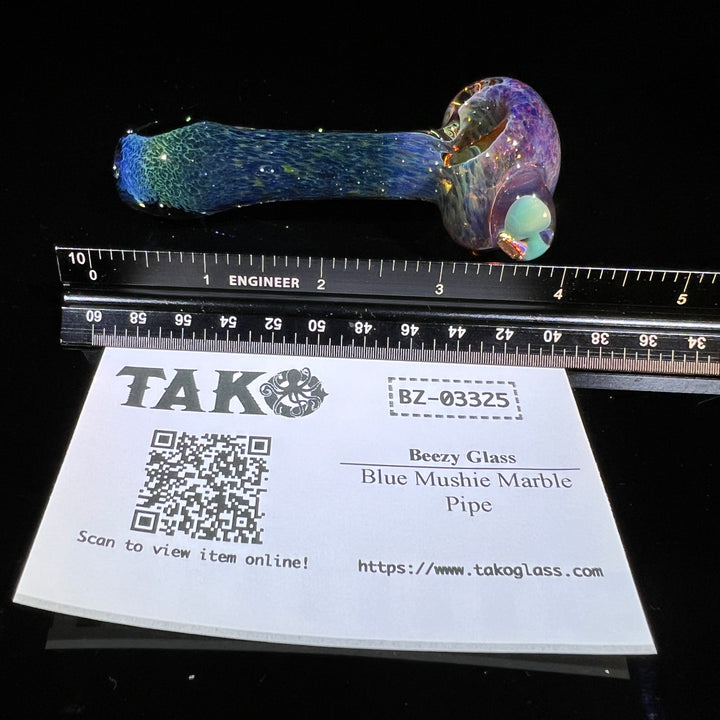 Blue Mushie Marble Pipe Glass Pipe Beezy Glass   
