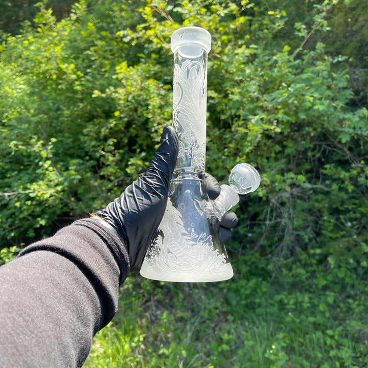 Blood Feud 11" Glass Beaker Bong With Collins Perc Glass Pipe Milkyway   