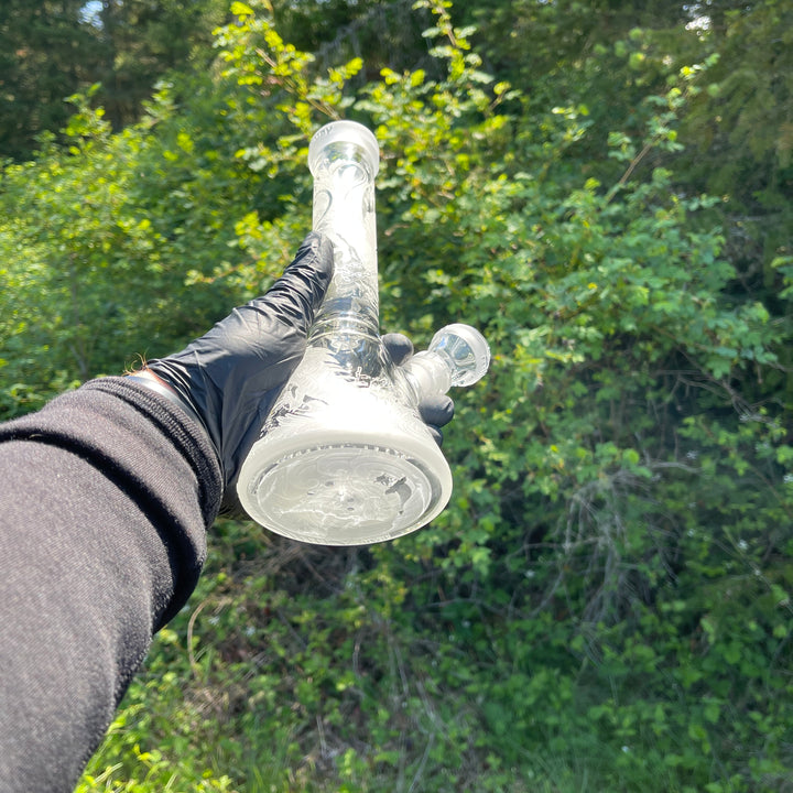 Blood Feud 11" Glass Beaker Bong With Collins Perc Glass Pipe Milkyway   