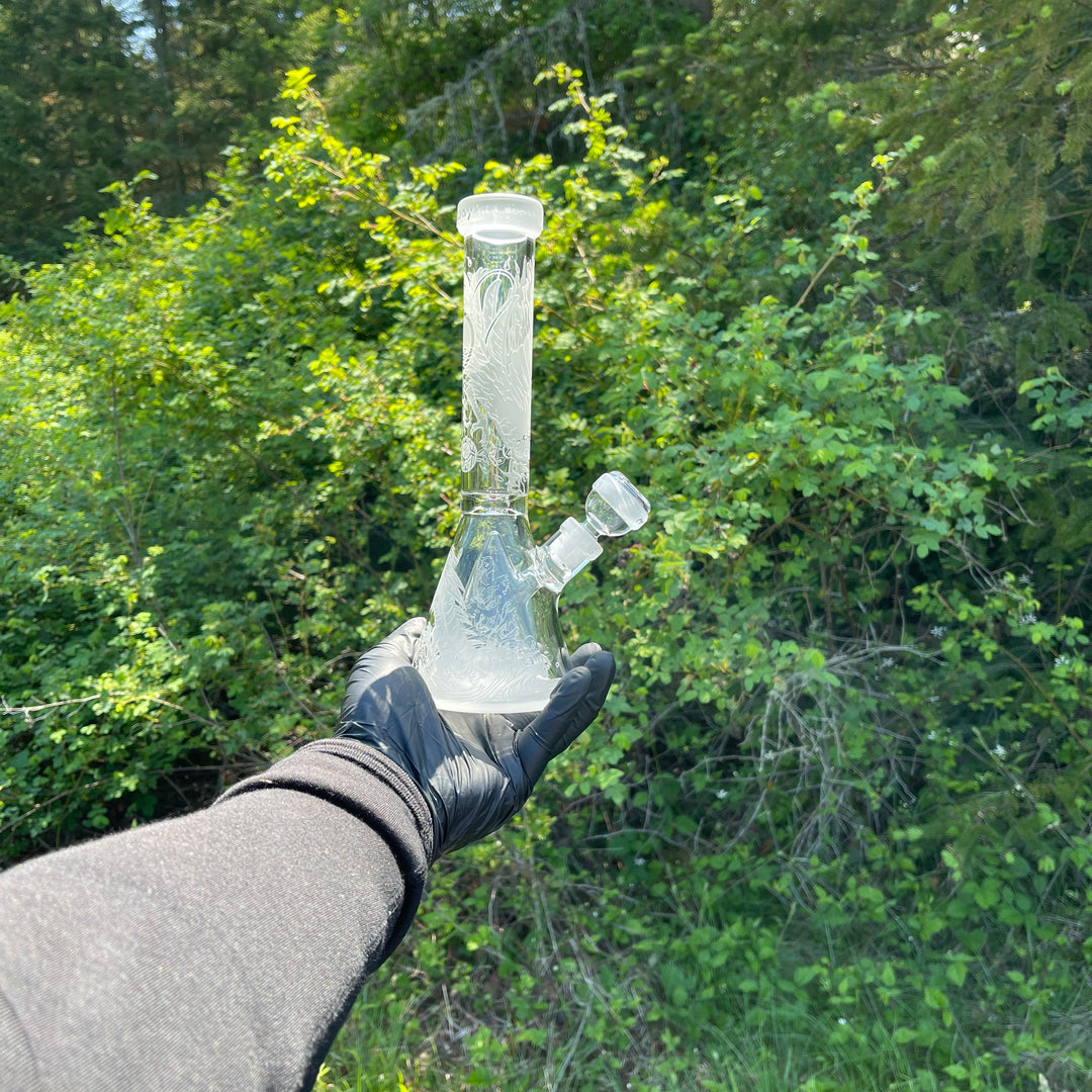 Blood Feud 11" Glass Beaker Bong With Collins Perc Glass Pipe Milkyway   