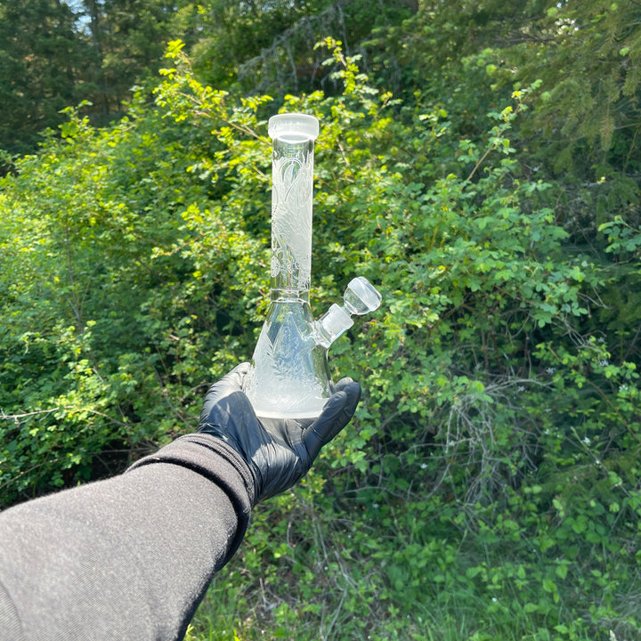 Blood Feud 11" Glass Beaker Bong With Collins Perc Glass Pipe Milkyway   