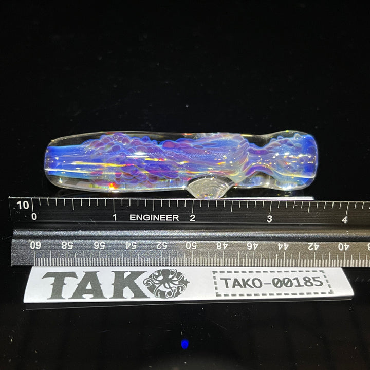 Purple Nebula Chillum with Crushed Opal Marble Glass Pipe Tako Glass   