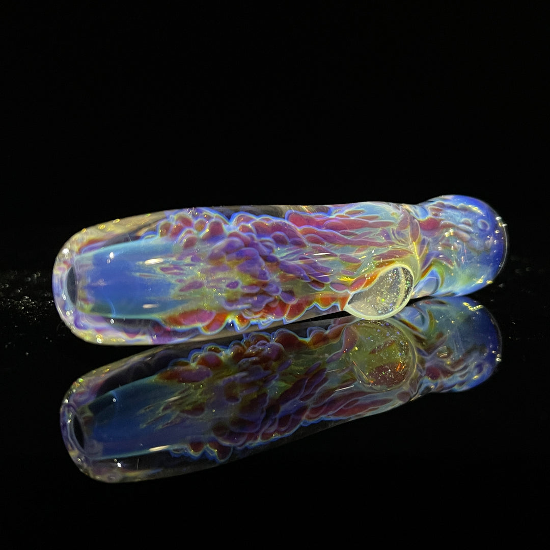 Purple Nebula Chillum with Crushed Opal Marble Glass Pipe Tako Glass   