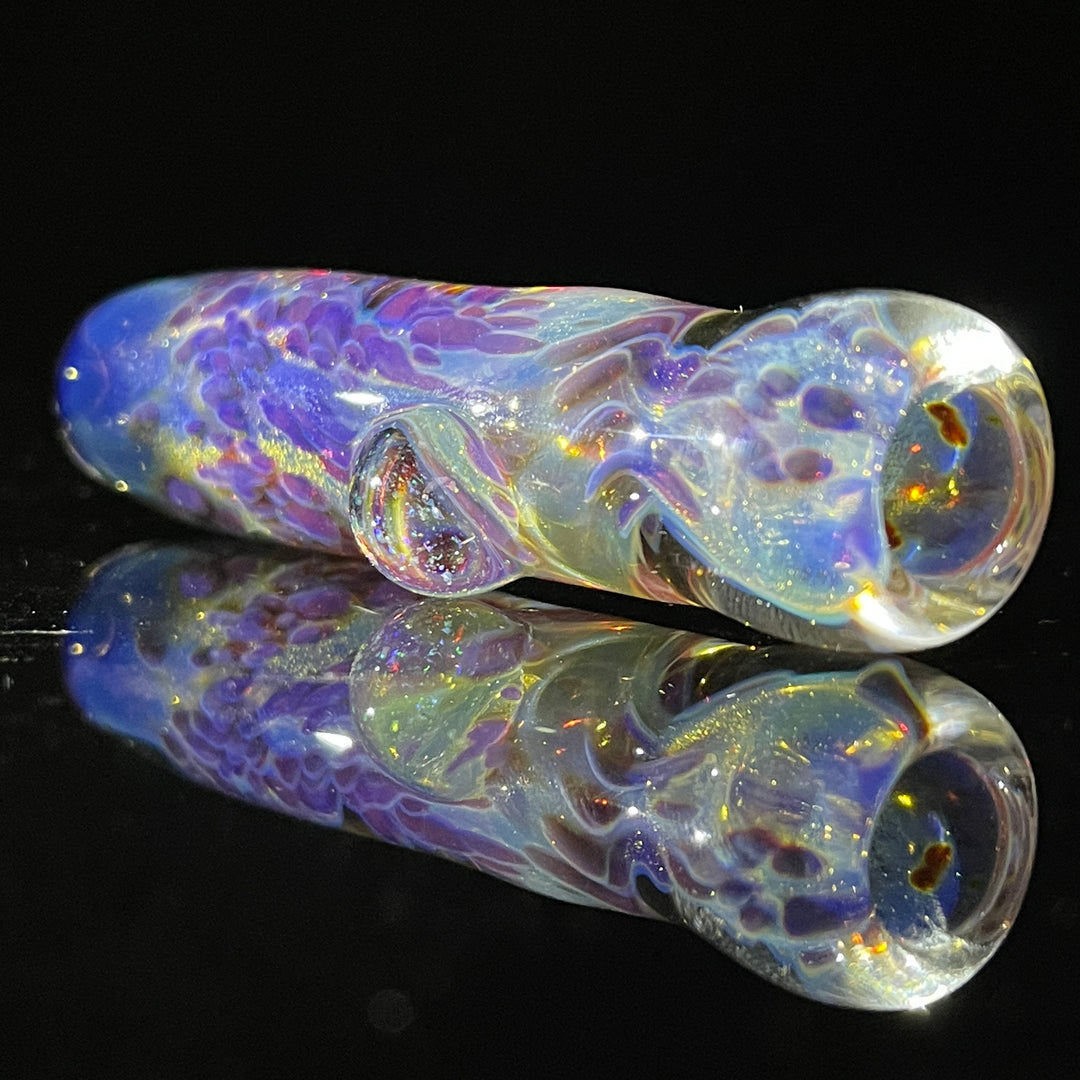 Purple Nebula Chillum with Crushed Opal Marble Glass Pipe Tako Glass   