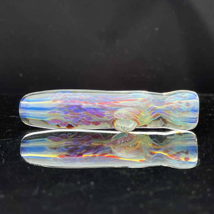 Purple Nebula Chillum with Crushed Opal Marble Glass Pipe Tako Glass   