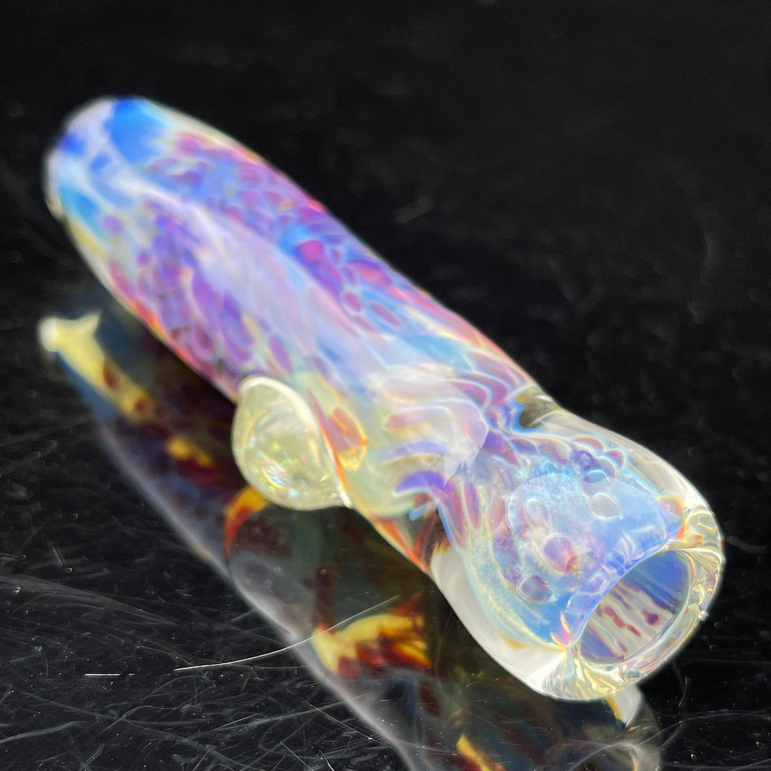 Purple Nebula Chillum with Crushed Opal Marble Glass Pipe Tako Glass   