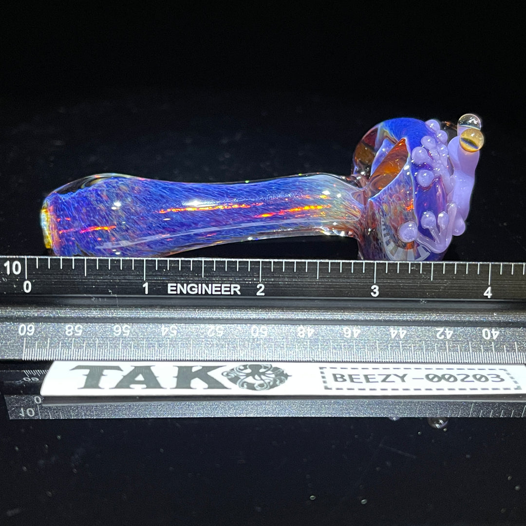 Purple Happy Frog Pipe with Opal Glass Pipe Beezy Glass   