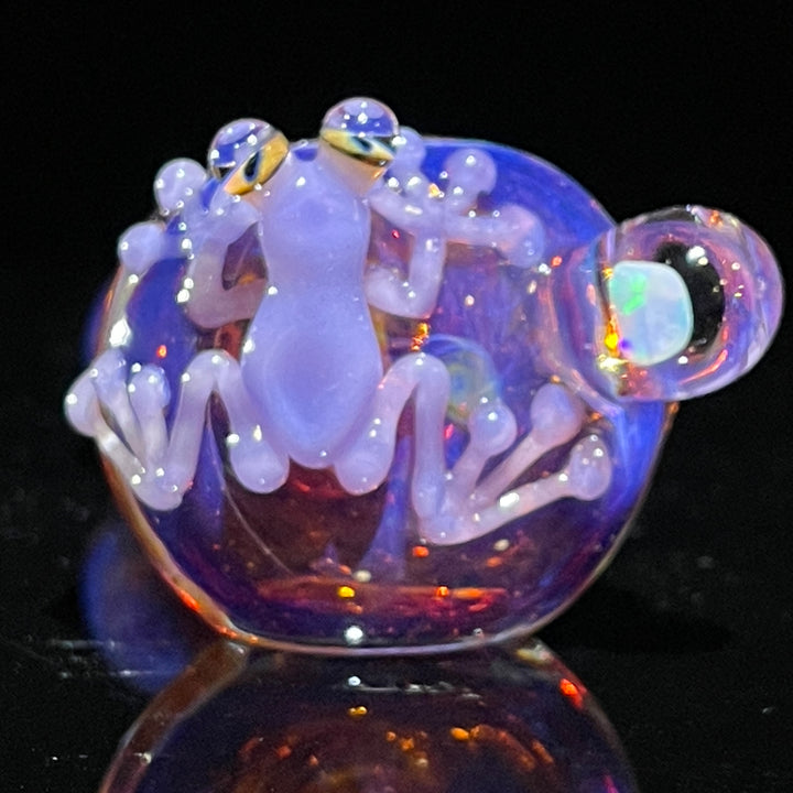 Purple Happy Frog Pipe with Opal Glass Pipe Beezy Glass   