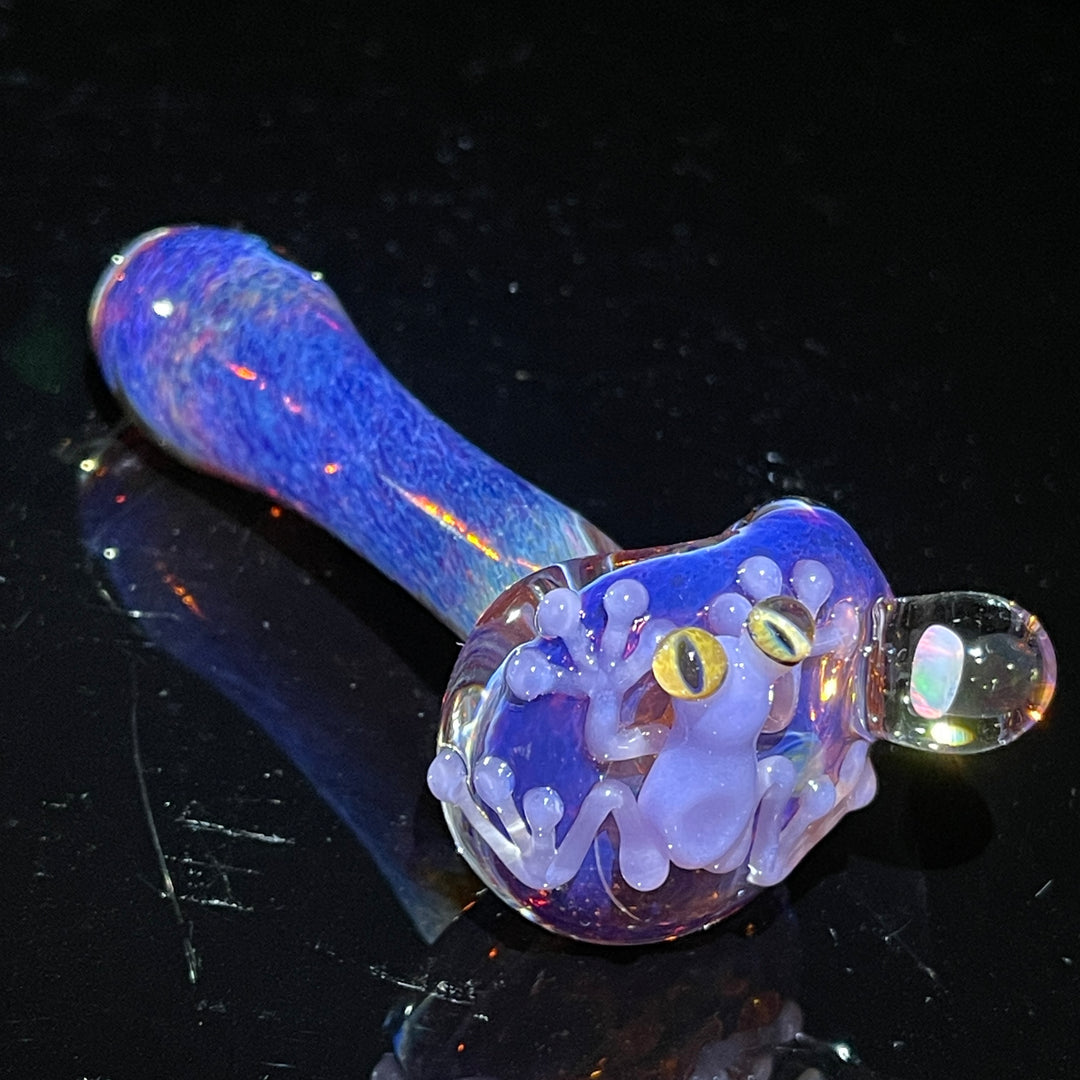 Purple Happy Frog Pipe with Opal Glass Pipe Beezy Glass   