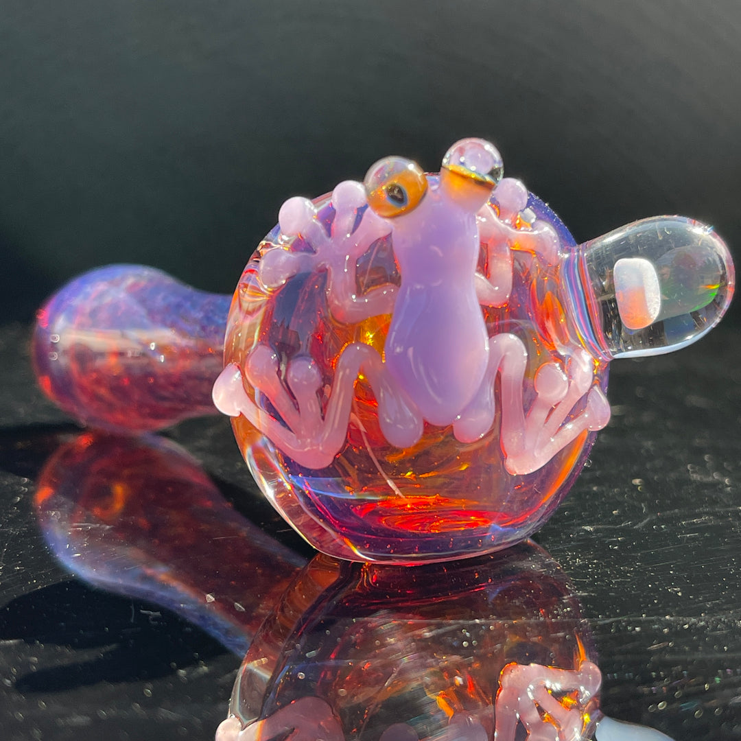 Purple Happy Frog Pipe with Opal Glass Pipe Beezy Glass   