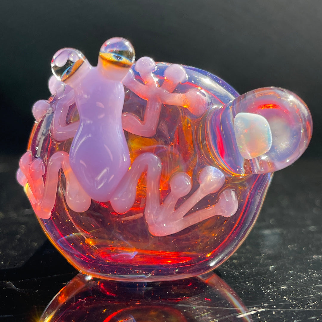 Purple Happy Frog Pipe with Opal Glass Pipe Beezy Glass   