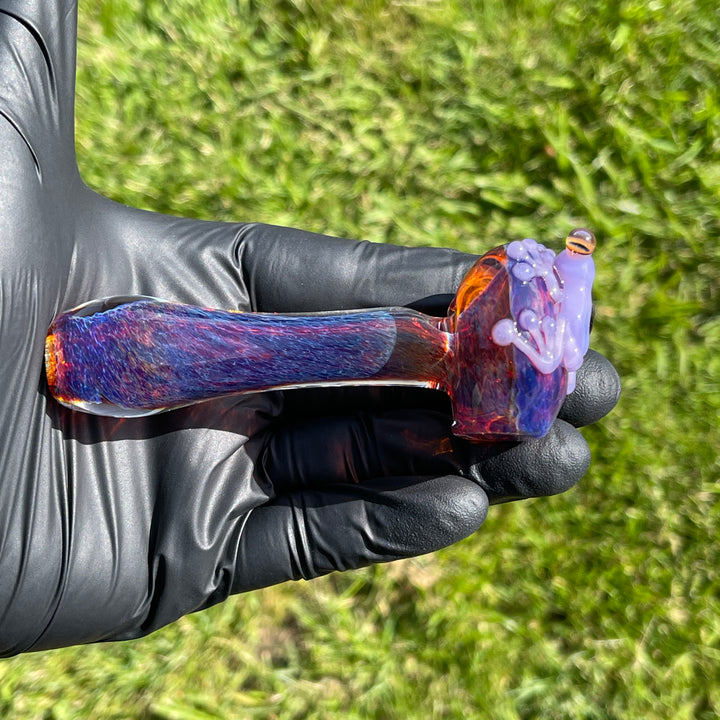 Purple Happy Frog Pipe with Opal Glass Pipe Beezy Glass   