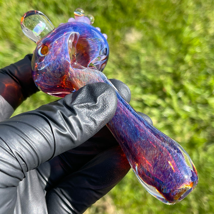 Purple Happy Frog Pipe with Opal Glass Pipe Beezy Glass   