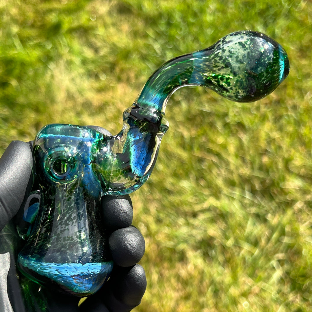 Experimental Jade Mushroom Magic Standup Sherlock Bubbler Glass Pipe Beezy Glass   