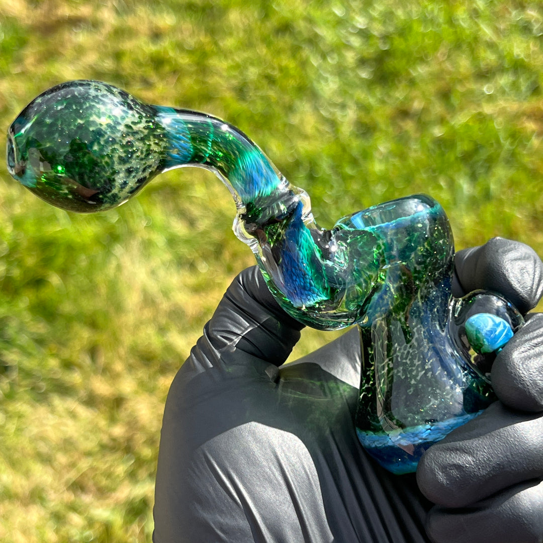 Experimental Jade Mushroom Magic Standup Sherlock Bubbler Glass Pipe Beezy Glass   