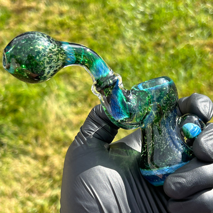 Experimental Jade Mushroom Magic Standup Sherlock Bubbler Glass Pipe Beezy Glass   