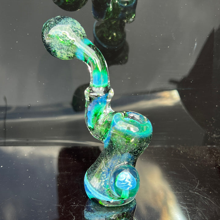 Experimental Jade Mushroom Magic Standup Sherlock Bubbler Glass Pipe Beezy Glass   