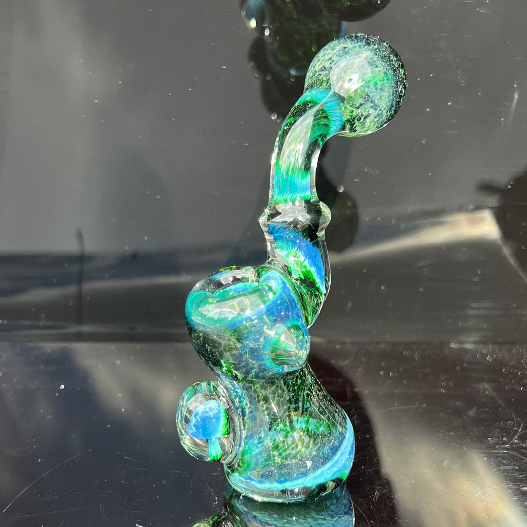 Experimental Jade Mushroom Magic Standup Sherlock Bubbler Glass Pipe Beezy Glass   