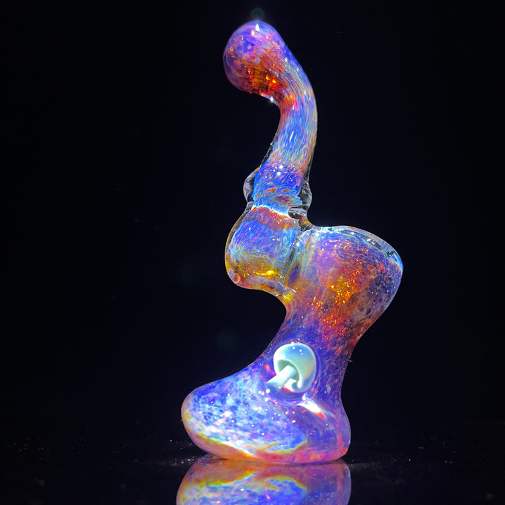 Purple Magic Mushroom Standup Sherlock Bubbler Glass Pipe Beezy Glass   