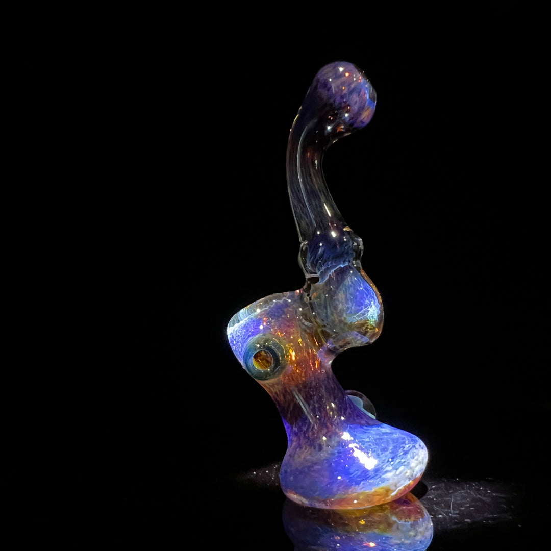 Purple Magic Mushroom Standup Sherlock Bubbler Glass Pipe Beezy Glass   