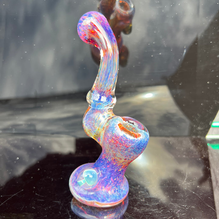 Purple Magic Mushroom Standup Sherlock Bubbler Glass Pipe Beezy Glass   