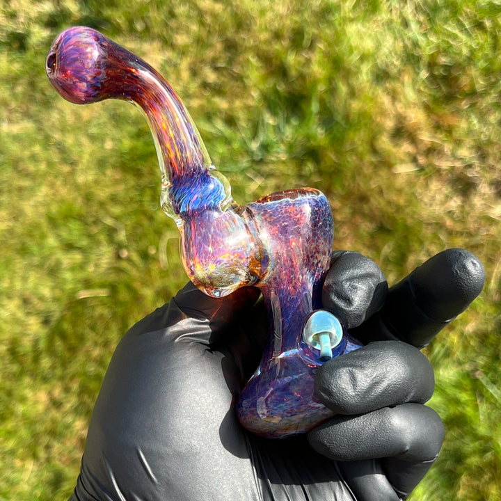 Purple Magic Mushroom Standup Sherlock Bubbler Glass Pipe Beezy Glass   
