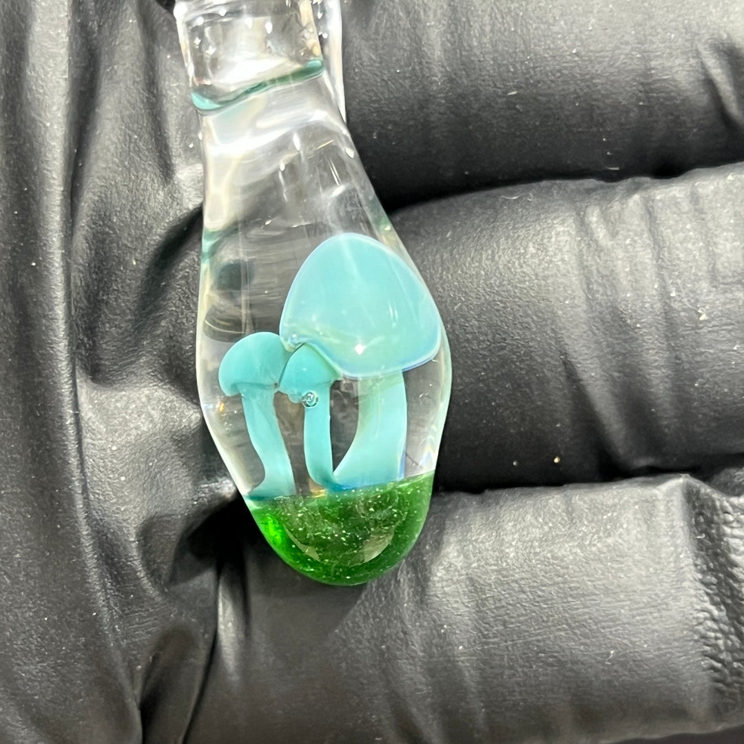 Fancy Blue Mushroom Trio Drop Pendant Glass Pipe Beezy Glass   