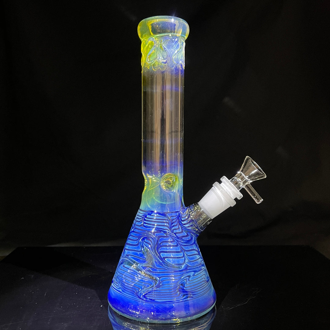 10" Ripple Fume Beaker Bong Glass Pipe TG   